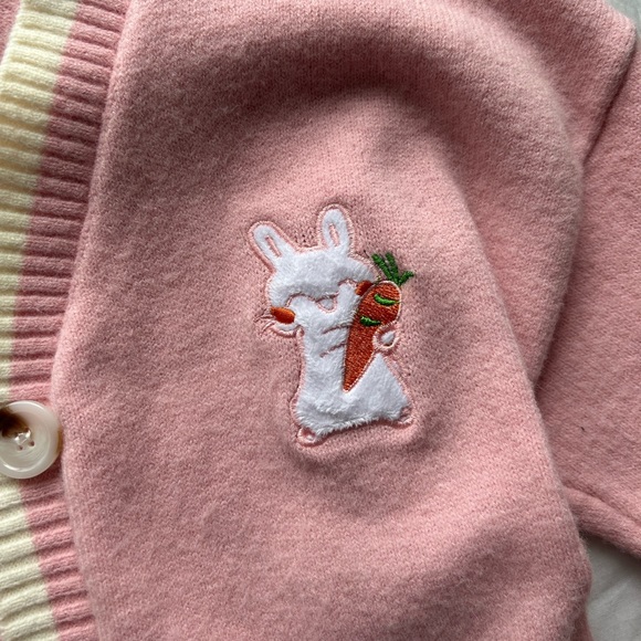 Pink Embroidered Rabbit Cardigan - Picture 2 of 2
